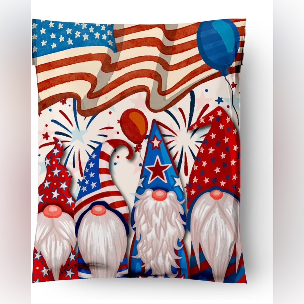 Patriotic Gnome 10” x 13” Poly Mailers - Red, White, and Blue